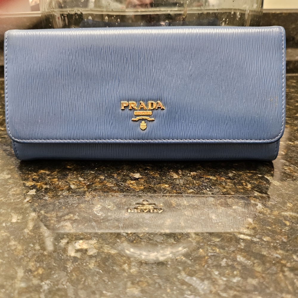 Prada Blue Leather Wallet